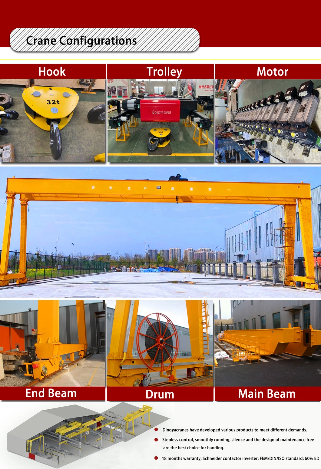 Dingya Marble Steel Factory Double Girder Beam Gantry Goliath Cranes